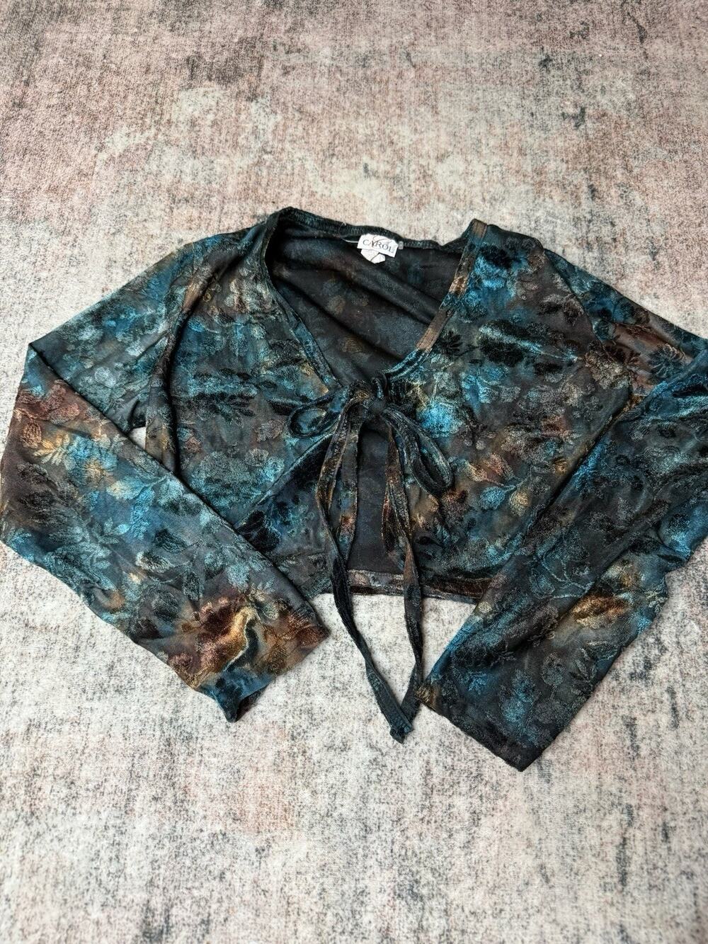 Vtg Y2K Burnout Sheer Tie Front Top Wrap Shrug Fairy S Whimsygoth Fairy Grunge